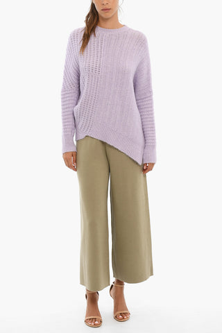Wool Blend Asymmetric Crewneck Sweater