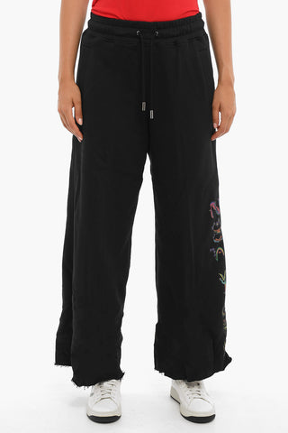 Brushed cotton Boot cut Printed Joggers