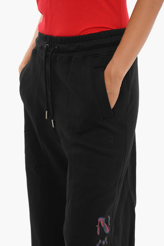 Brushed cotton Boot cut Printed Joggers