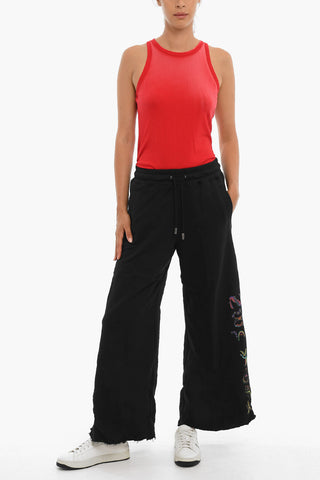 Brushed cotton Boot cut Printed Joggers