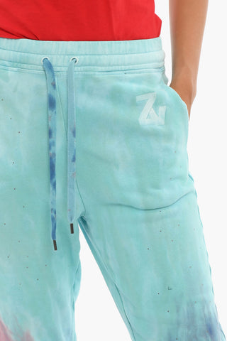 Tie Dye Printed Joggers Embelished with Rhinestones