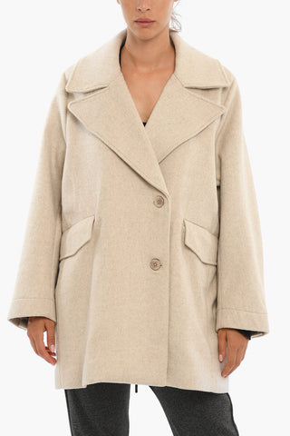 Flap Pockets Wool Blend HUNDER Double Breasted Coat