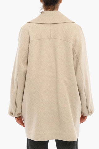 Flap Pockets Wool Blend HUNDER Double Breasted Coat