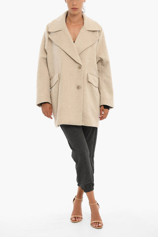 Flap Pockets Wool Blend HUNDER Double Breasted Coat