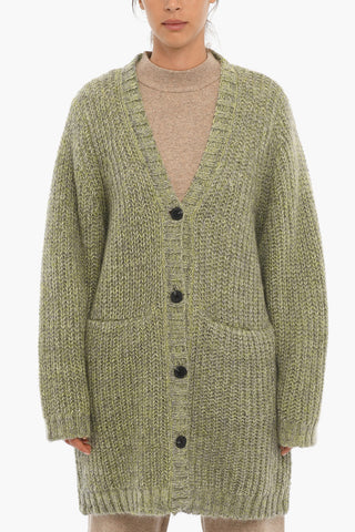 Cardigan In Misto Lana Con Tasche Frontali