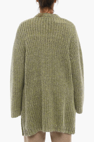Cardigan In Misto Lana Con Tasche Frontali