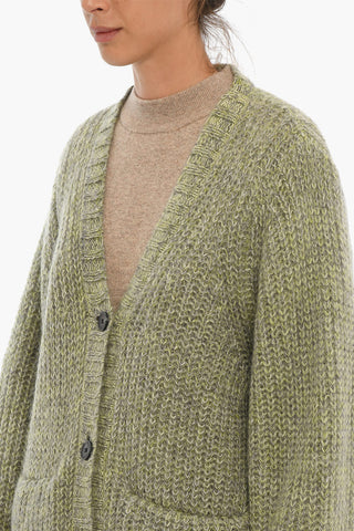 Cardigan In Misto Lana Con Tasche Frontali