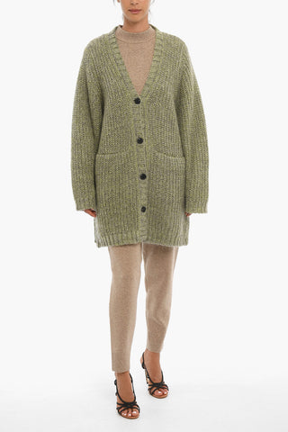 Cardigan In Misto Lana Con Tasche Frontali