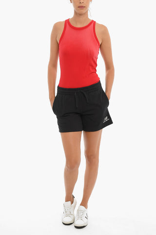 Embroidered Logo Brushed Cotton Shorts