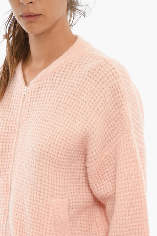 Zipped Wool Blend Cardigan