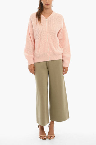 Zipped Wool Blend Cardigan