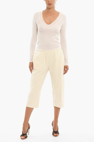 Cropped Pants With Stretchy Waist