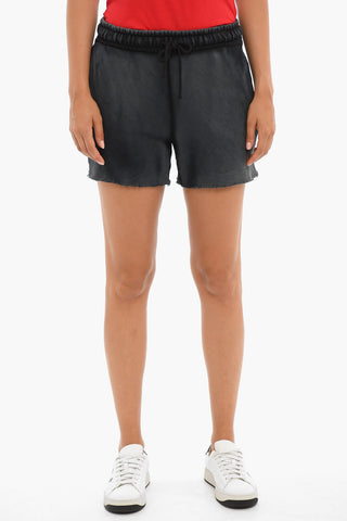 Brushed Cotton Shorts With Raw Cut Bottom