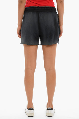 Brushed Cotton Shorts With Raw Cut Bottom