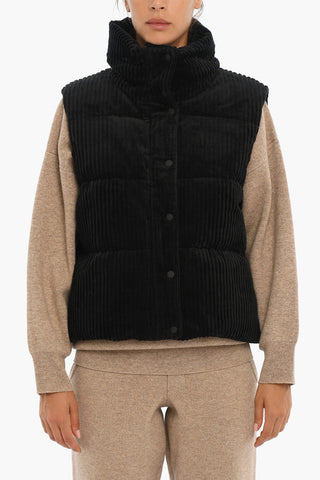 Ribbed Velvet Sleeveless Down Jacket