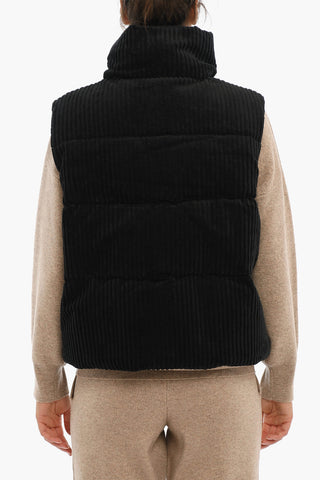 Ribbed Velvet Sleeveless Down Jacket