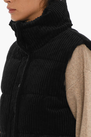 Ribbed Velvet Sleeveless Down Jacket