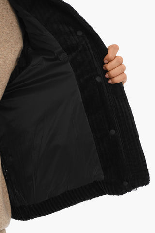 Ribbed Velvet Sleeveless Down Jacket