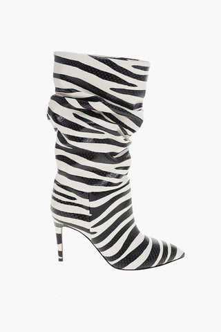 Stivali SLOUCHY in Pelle Effetto Pitone Motivo Animalier 8.5cm