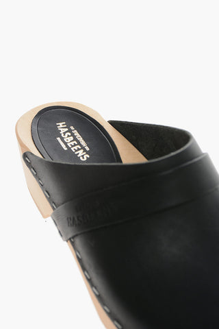 Leather SWEDISH HUSBAN Clogs with Wooden Heel 4.5cm