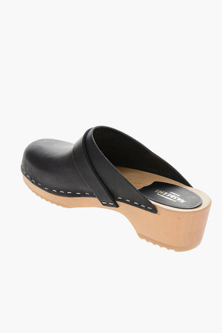 Leather SWEDISH HUSBAN Clogs with Wooden Heel 4.5cm