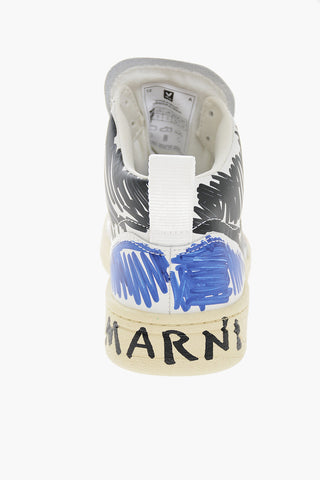 MARNI Marker Effect Leather High-Top Sneakers