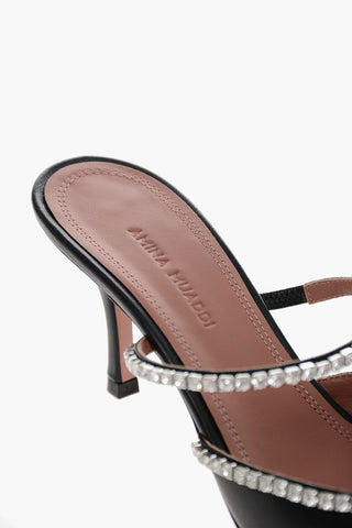 Leather Point Toe GILDA Mules with Rhinestone Detail 8cm