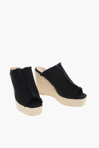 Canvas FATIMA Sandals with Raffia Wedge 11cm
