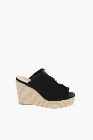 Canvas FATIMA Sandals with Raffia Wedge 11cm