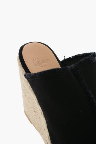 Canvas FATIMA Sandals with Raffia Wedge 11cm