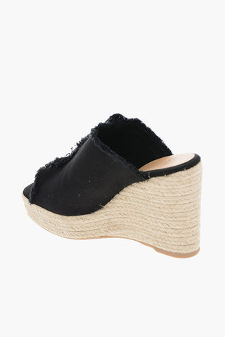 Canvas FATIMA Sandals with Raffia Wedge 11cm