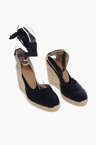 Fabric T.090 CARINA Lace-Up Espadrillas with Juta Wedge 9,5cm