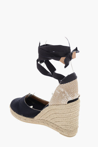 Fabric T.090 CARINA Lace-Up Espadrillas with Juta Wedge 9,5cm