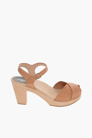 Leather MERCI Ankle Strap Sandals with Wooden Heel 9.5cm