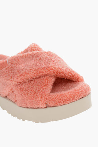 Textured Terry FUZZ SUGAR Sandals with Crossed Straps 