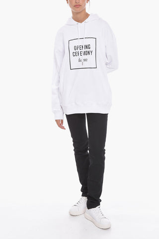 Brushed Cotton Hoodie with Printed Contrasting Logo