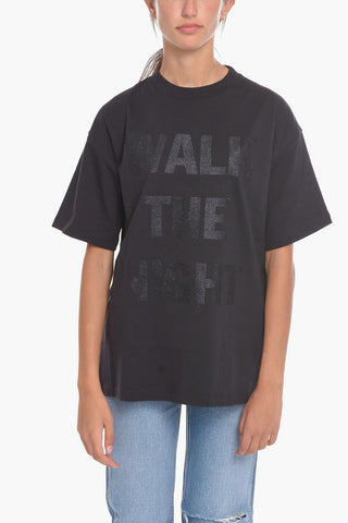 Solid Color UNISEX Crew-neck T-Shirt with Glitter Detail