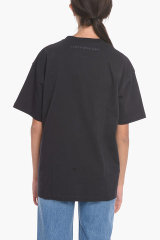 Solid Color UNISEX Crew-neck T-Shirt with Glitter Detail