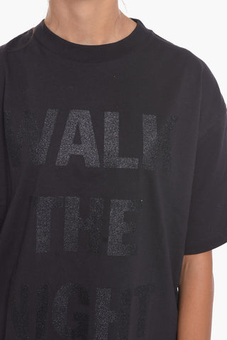 Solid Color UNISEX Crew-neck T-Shirt with Glitter Detail