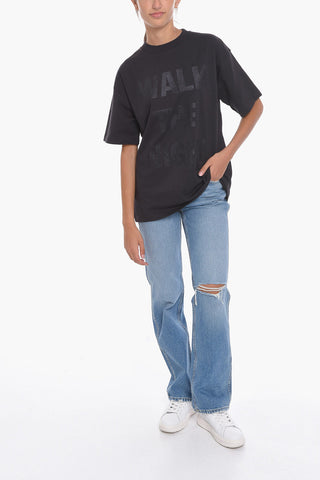 Solid Color UNISEX Crew-neck T-Shirt with Glitter Detail