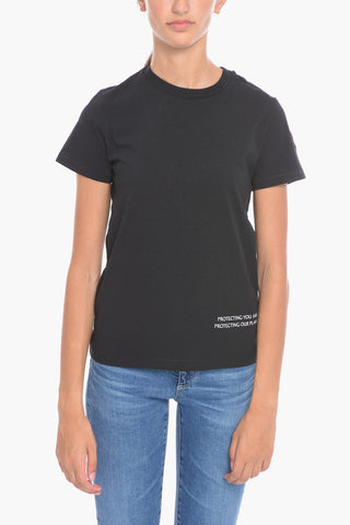 T-Shirt Girocollo con Stampa a Contrasto