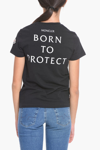 T-Shirt Girocollo con Stampa a Contrasto