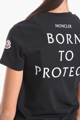 T-Shirt Girocollo con Stampa a Contrasto