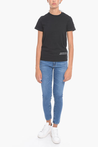 T-Shirt Girocollo con Stampa a Contrasto