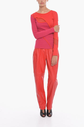 Ribbed Knit EVA Top with Tulle Detail and Cut-Out on the Back