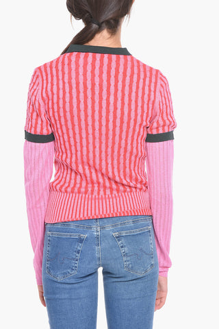 Cable-Knit Cotton Blend KIRBY Sweater with Embroidered Tulle Detail and Ornamental Button