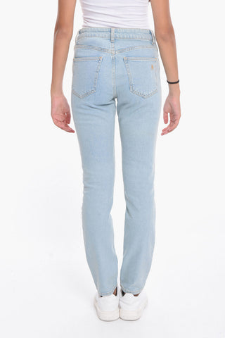 Skinny Denims with Light Wash and Embroidered Logo