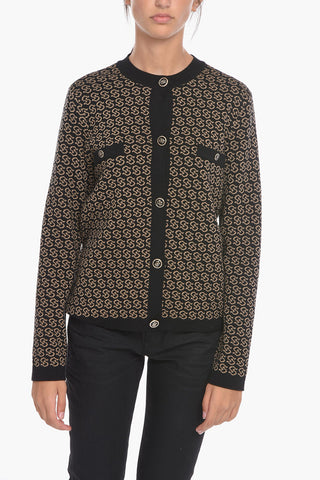 Monogram-jacquard Virgin-wool Cardigan