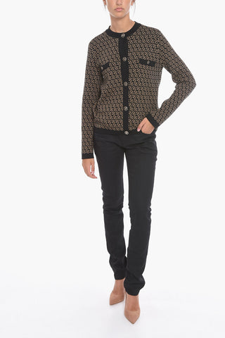 Monogram-jacquard Virgin-wool Cardigan