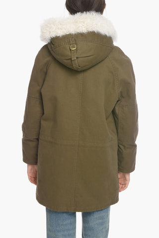 Cotton-twill Shearling Parka with Hood